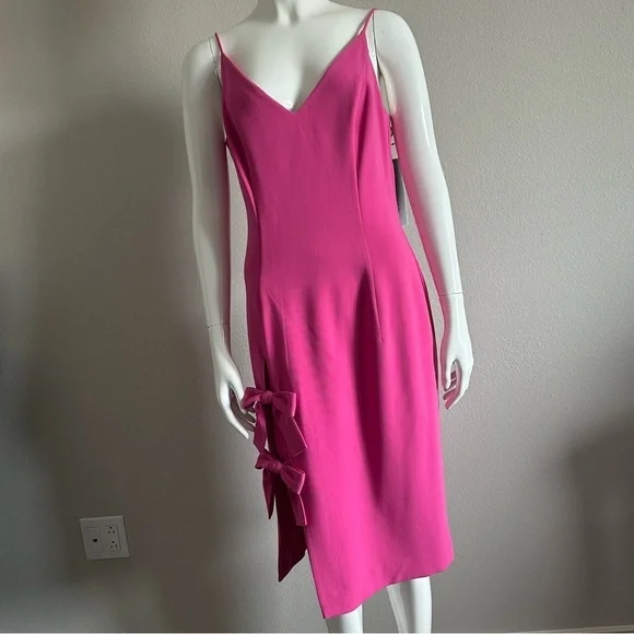 Anthropologie Black Halo Mystic Sheath Pink Bow Dress - Picture 6 of 11